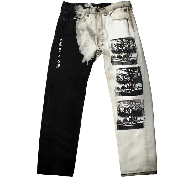 BLACK WHITE WATCHING JEANS