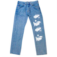 BLUE DENIM WHITE CARS