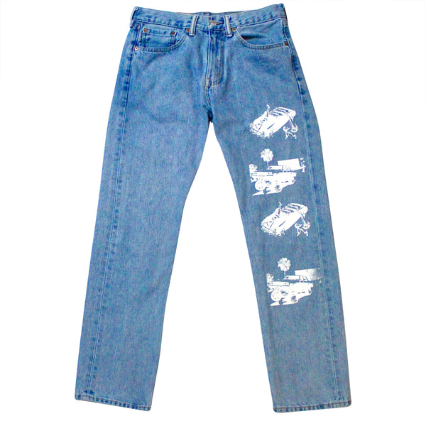 BLUE DENIM WHITE CARS