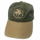 GREEN AND TAN EMBROIDERED HAT